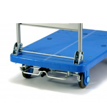 手押し台車 プラスチック台車 足踏みストッパー付 ハンドル折り畳み