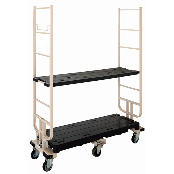 【予約販売・7月入荷予定】六輪台車　スライドカート　耐荷重300kg　両袖付　樹脂中間棚３枚付き　1270×425×1600mm　MJB-6-2-T3