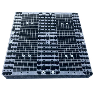 【中古販売】 プラスチックパレット 1100 × 1100 × 144 両面仕様 動荷重1000kg 静荷重4000kg ブラック (P066)