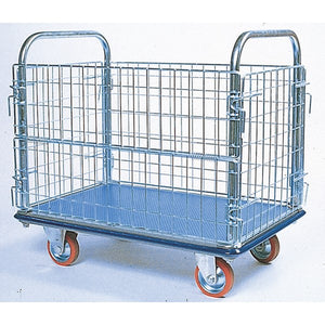 メッキ金網付きスチール台車　左右固定型ハンドル付き　呼称寸法：1200L×750W×900H　耐荷重：500kg　SN-507　エヌケーキャリー【3営業日での出荷】