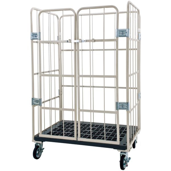 中古品】床板樹脂カゴ台車 800×600×1700㎜ K069